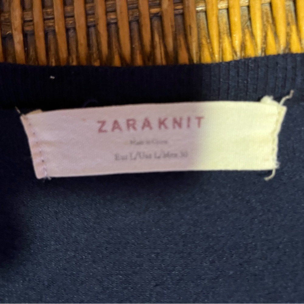 Zara Navy V-Neck Sweater